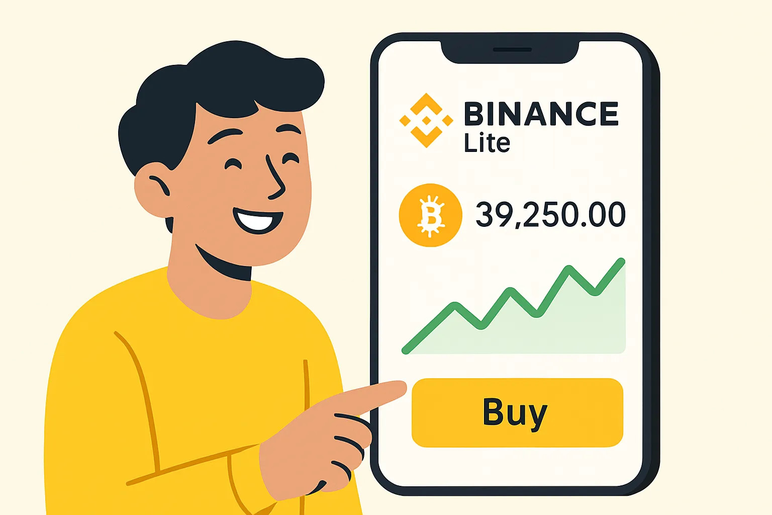 Interface amigável do Binance Lite, perfeita para iniciantes