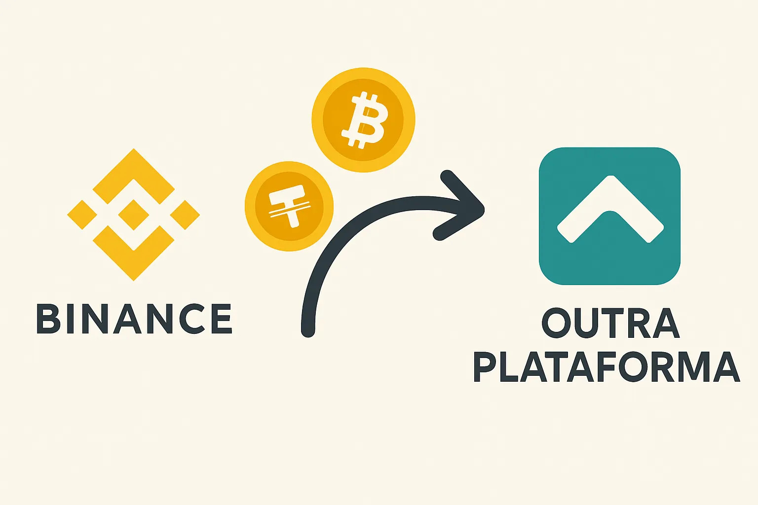 Fluxo de transferência de criptomoedas da Binance para outras plataformas